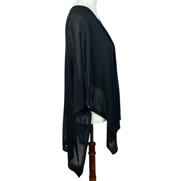 Vince Camuto Black Open-Front Knit Shawl Cardigan Wrap Duster One Size - Picture 3 of 7
